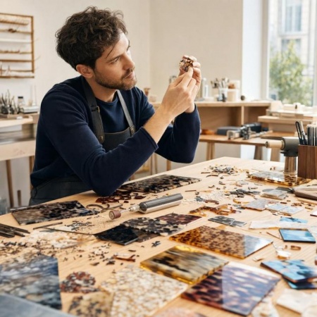 Au-del&agrave; des lunettes, l'ac&eacute;tate de cellulose devient bijoux et objets de d&eacute;coration &agrave; Tinqueux